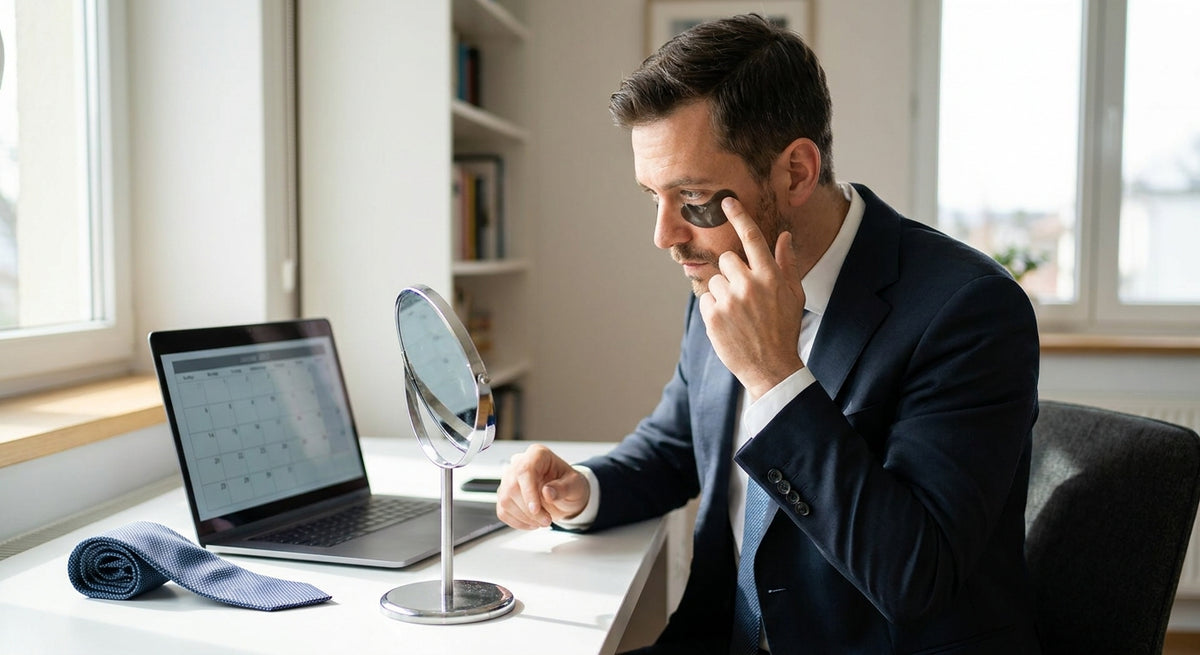 Eye patches for men before a job interview