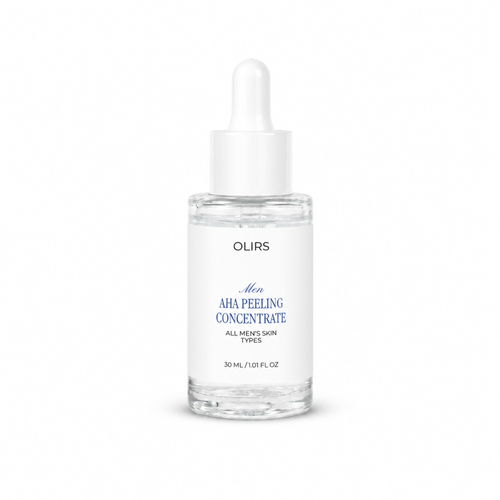 Overnight AHA Exfoliating Serum in a clear bottle with dropper for smoother skin texture.
