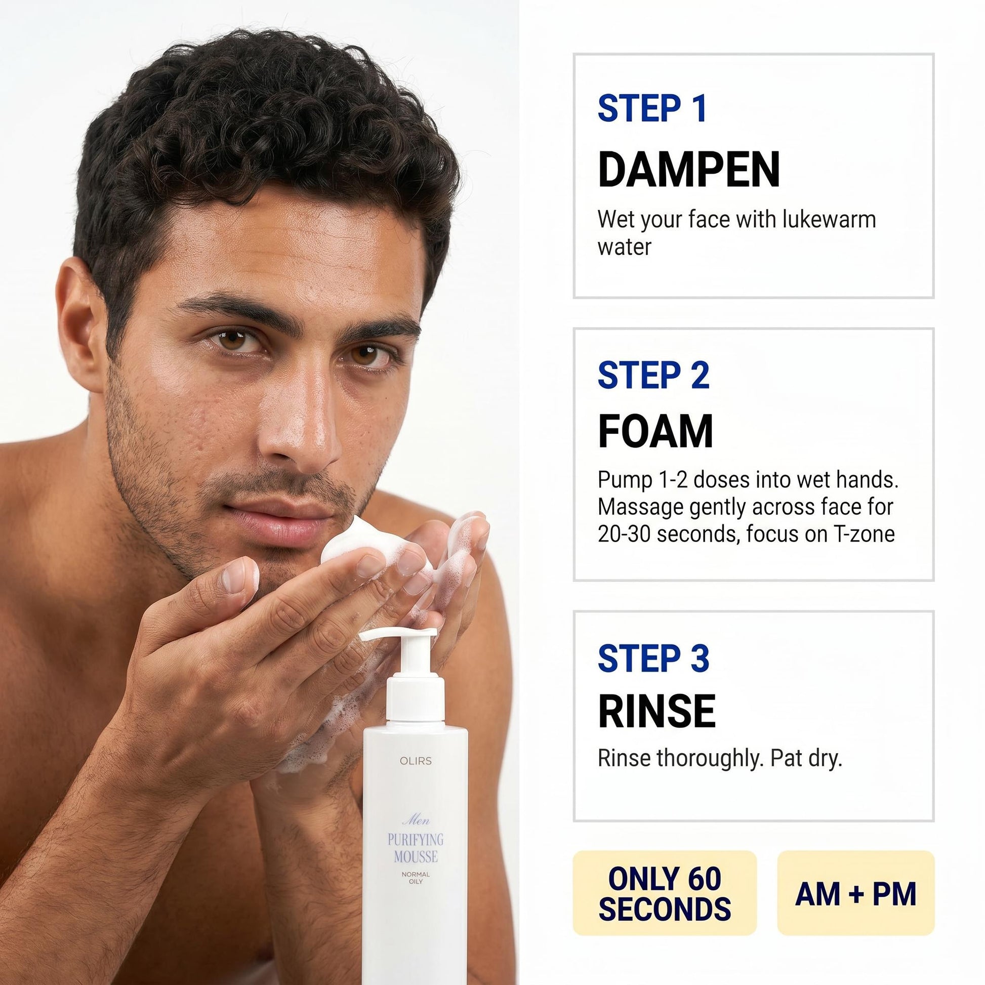 Daily Purifying Face Mousse - How It Works | OLIRS Men's Skincare