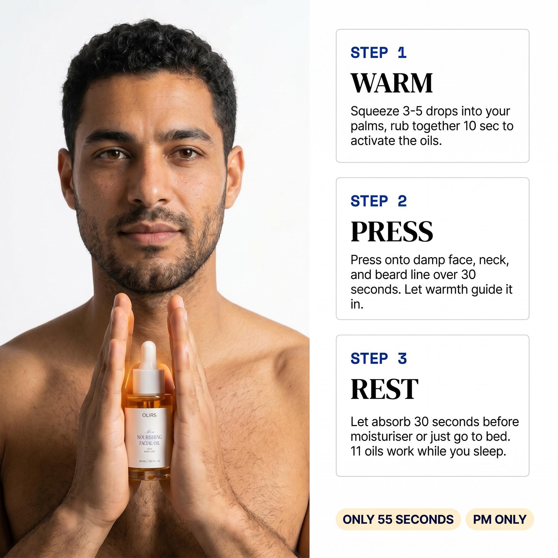 Nourishing Facial Oil - How It Works | OLIRS Men's Skincare